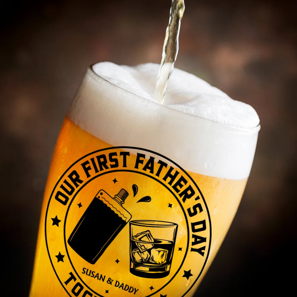 Gift For Father,New Dad,Non-Eng,Icon,Adorable - Our First Father's Day Together - Personalized Pilsner Glass