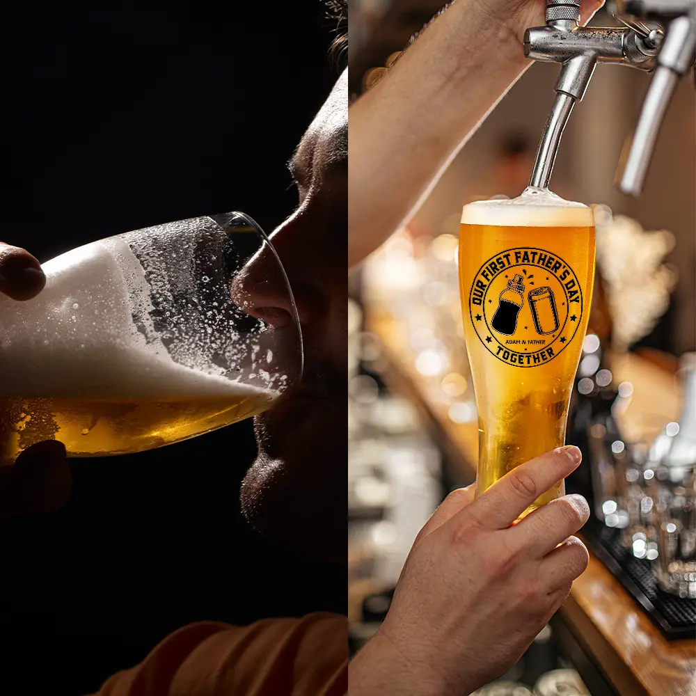 Gift For Father,New Dad,Non-Eng,Icon,Adorable - Our First Father's Day Together - Personalized Pilsner Glass