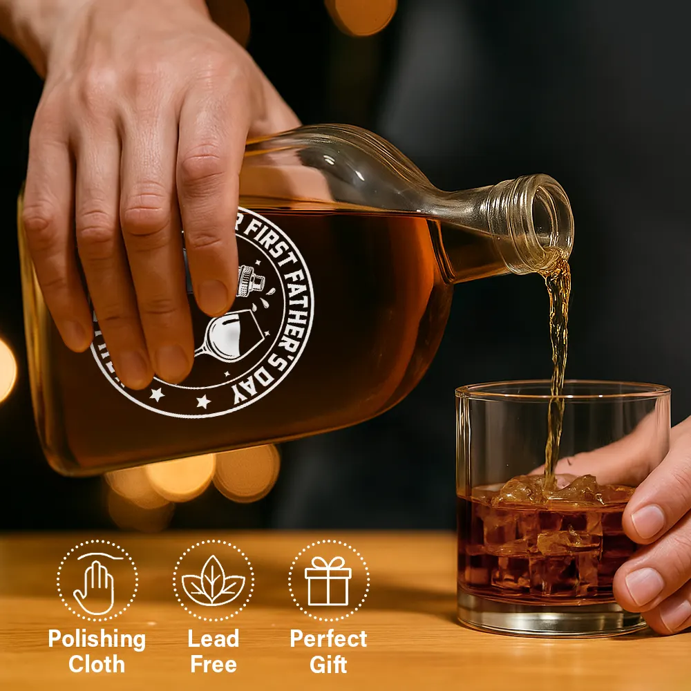 Gift For Father,New Dad,Non-Eng,Icon,Adorable - Our First Father's Day Together - Personalized Whiskey Bottle