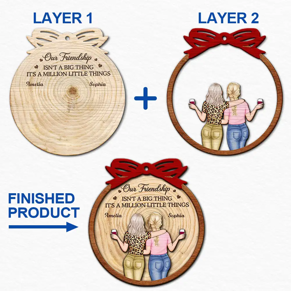 Happy,Gift For Bestie,Gifts For Colleagues,Christmas - Our Friendship Isn’t A Big Thing - Personalized 2-Layered Wooden Ornament