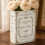 Top Market,Wedding Anniversary,Romantic,Gift For Couples,Custom Text - Our Greatest Chapter Couple - Personalized Ceramic Book Vase