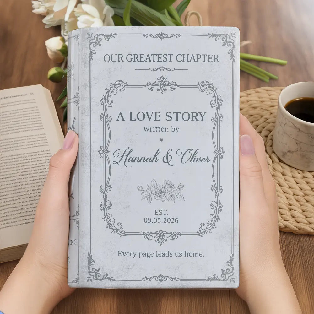 Top Market,Wedding Anniversary,Romantic,Gift For Couples,Custom Text - Our Greatest Chapter Couple - Personalized Ceramic Book Vase
