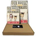 Pet Lovers,Pet Mom,Pet Dad - Our Home Our Humans Go Toward Pets - Personalized Classic Metal Signs
