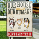 Pet Lovers,Pet Mom,Pet Dad - Our Home Our Humans Go Toward Pets - Personalized Classic Metal Signs

