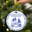 Gift For Bestie,Old Best friends,Happy,Christmas - Our Laugh Are Limitless Toile De Jouy Pattern - Personalized Circle Ceramic Ornament