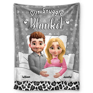 Gift For Couples, Happy, Funny - Our Snuggle Cuddling 3D Effect Couple - Personalized Fleece Blanket, Sherpa Blanket