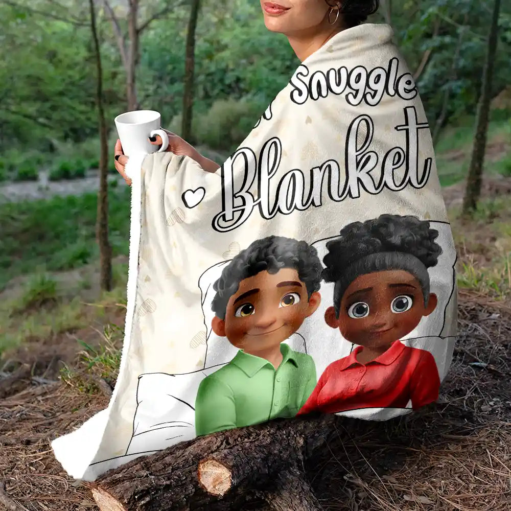 Gift For Couples, Happy, Funny - Our Snuggle Cuddling 3D Effect Couple - Personalized Fleece Blanket, Sherpa Blanket