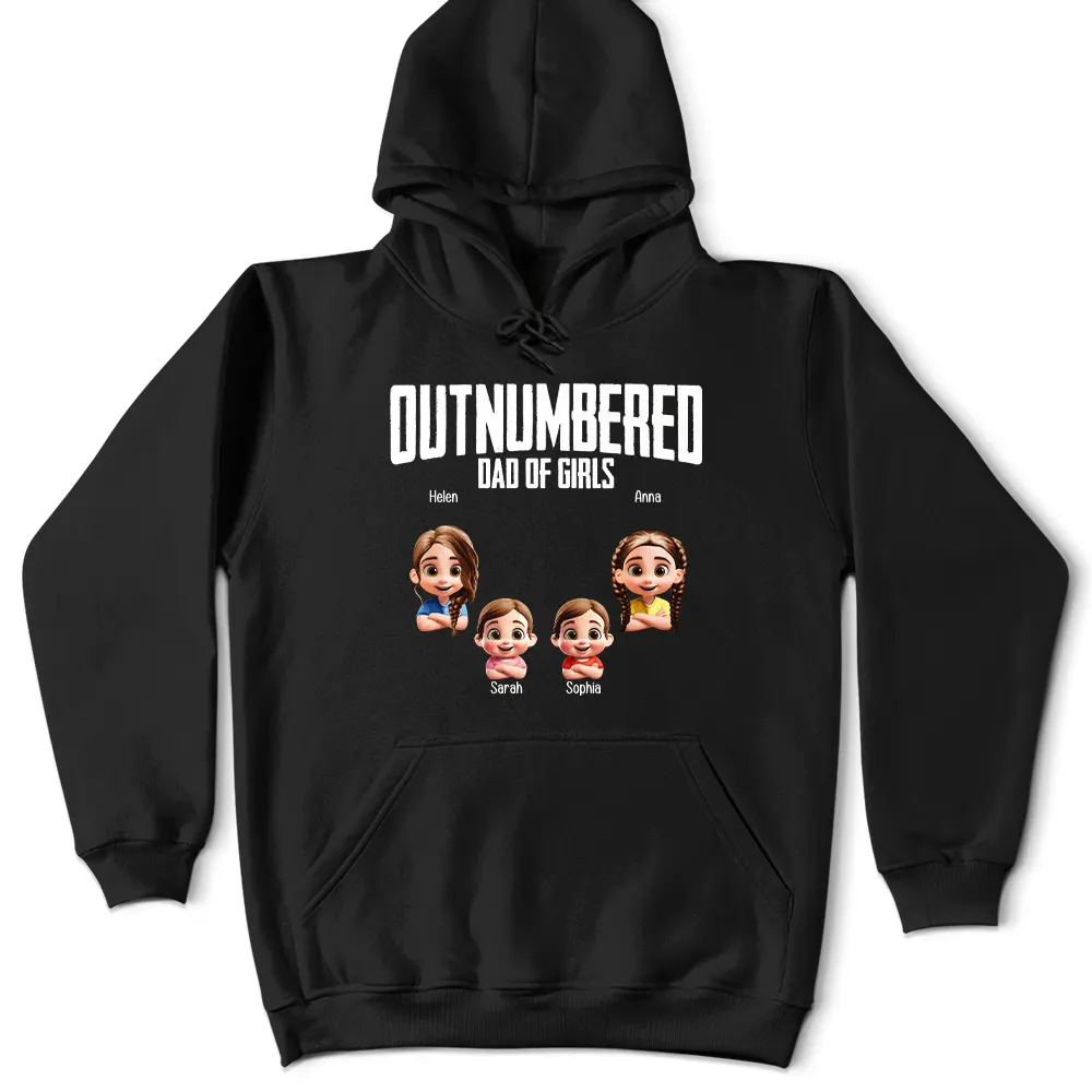 Gift For Husband,Gift For Father,Dad,Daughters - Outnumbered Dad Of Girls - Personalized T Shirt