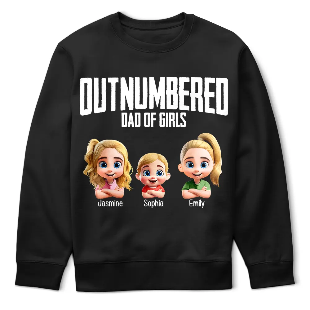 Gift For Husband,Gift For Father,Dad,Daughters - Outnumbered Dad Of Girls - Personalized T Shirt