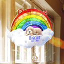 Memorial,Dog Lovers - Over The Rainbow Bridge - Personalized Rainbow Suncatcher With Crystal Ball Prism