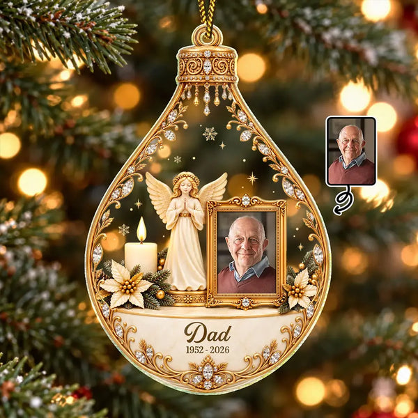 Christmas Memorial Gift For Loss Of Parent - Personalized Custom Photo In Loving Memory Acrylic Ornament