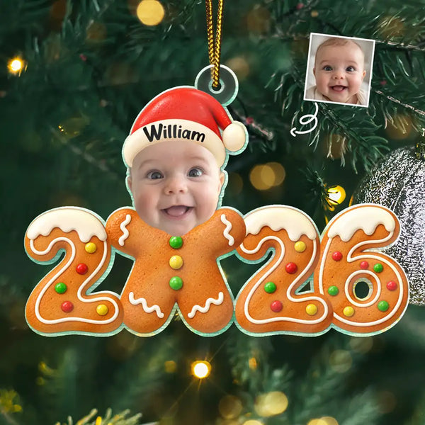 Baby's First Christmas - Personalized Custom Photo Gingerbread Acrylic Ornament