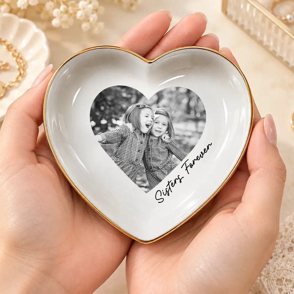 Christmas,Custom Photo,Gift For Cousin,Gift For Sibling,Gift For Sister,Humorous,Upload Full Photo - Gift For Sister - Personalized Custom Photo Vintage Ring Dish