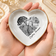 Christmas,Custom Photo,Gift For Cousin,Gift For Sibling,Gift For Sister,Humorous,Upload Full Photo - Gift For Sister - Personalized Custom Photo Vintage Ring Dish