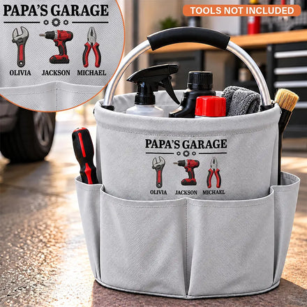 Garage Gift For Dad Grandpa - Personalized Kids Names Tool Bag