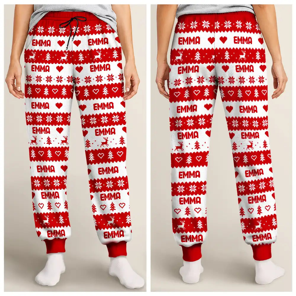 Christmas,Custom Text,Family,Happy,Top Market - Christmas Gift For Family - Personalized Name Fair Isle Pattern Pajama Pants
