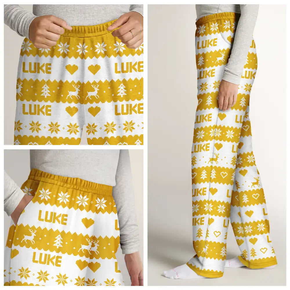 Christmas,Custom Text,Family,Happy,Top Market - Christmas Gift For Family - Personalized Name Fair Isle Pattern Pajama Pants