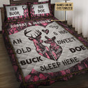 Personalized Deer Color Couple Camo Sleep Here Customized Quilt Bedding