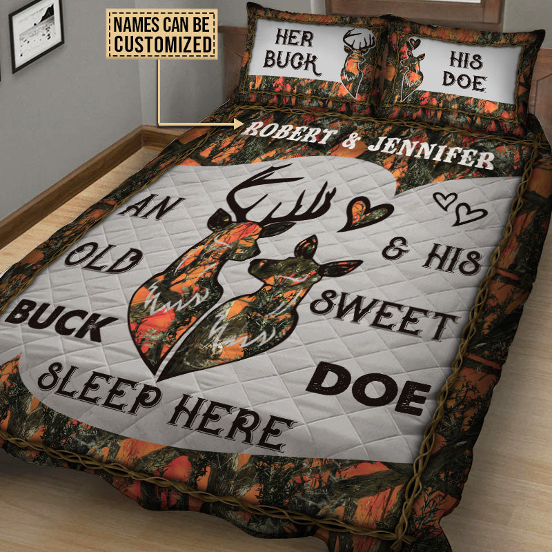 Personalized Deer Color Couple Camo Sleep Here Customized Quilt Bedding