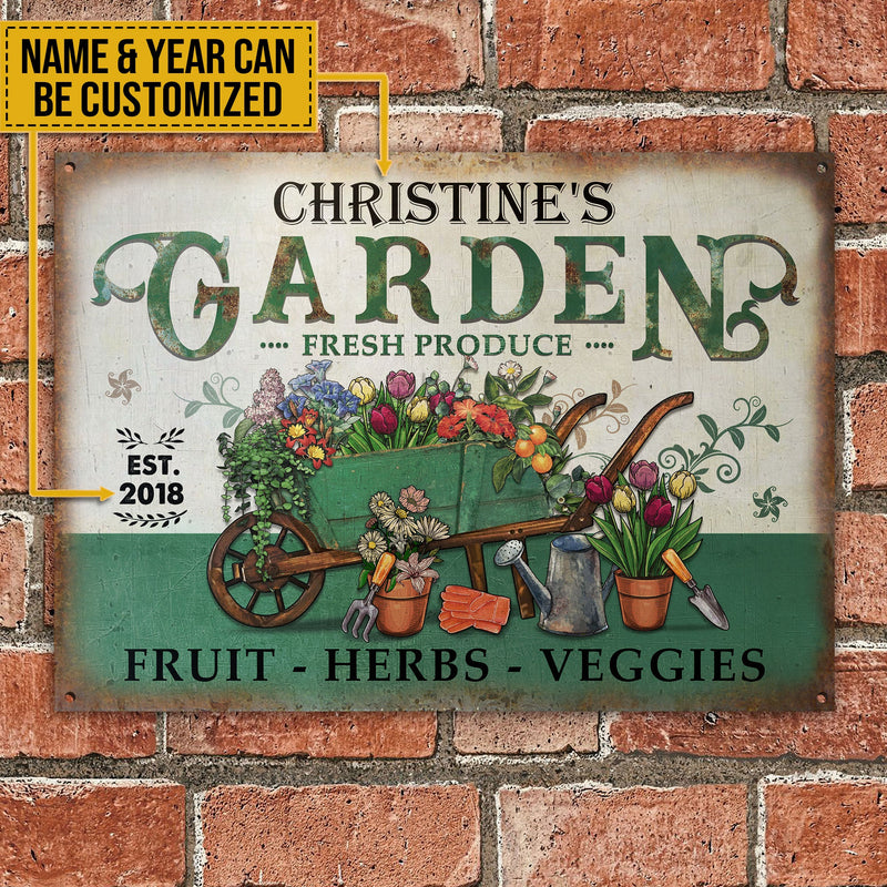 Personalized Garden Fresh Produce Plant Smiles Grow Love Vintage Customized Classic Metal Signs