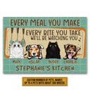 Pet Lovers We'll Be Watching You Custom Doormat, Dog, Cat, Funny Kitchen Decor, Gift For Pet Lovers