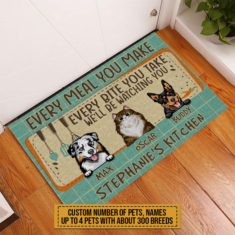 Pet Lovers We'll Be Watching You Custom Doormat, Dog, Cat, Funny Kitchen Decor, Gift For Pet Lovers