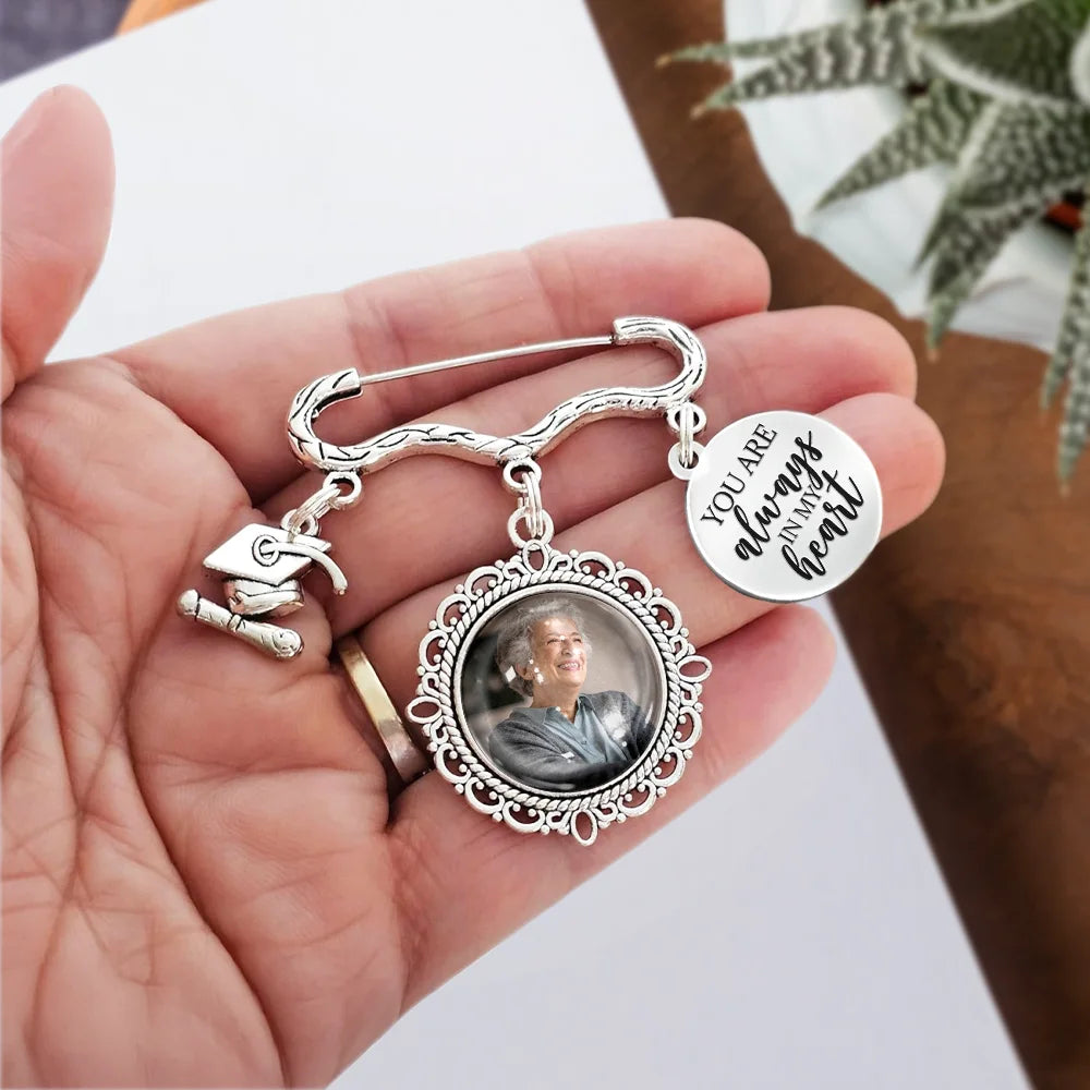 Custom Photo Graduation Walking Beside You Memorial - Personalized Graduation Tassel Pin