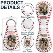 Gift For Father,Sport Dad,Baseball - Baseball Daddy's Team I Caught The Best Dad - Personalized Leather Baseball Keychain