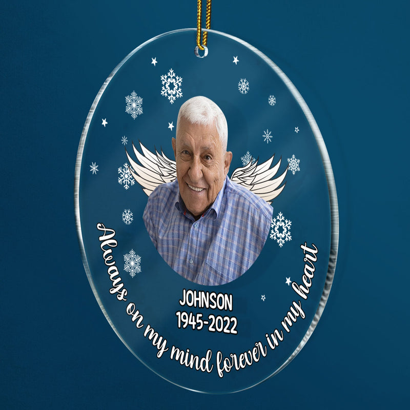 Custom Photo Your Wings Were Ready - Christmas Sympathy Gift, Remembrance Gift, Family Memorial Gift - Personalized Circle Acrylic Ornament