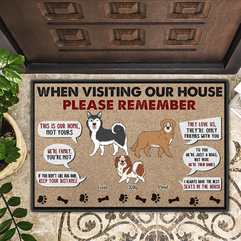 Cartoon Dogs Walking When Visiting Our House Please Remember - Gift For Dog Lovers - Personalized Doormat