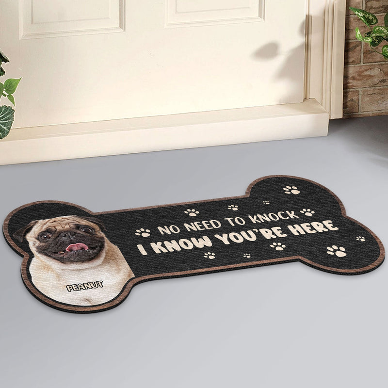 Custom Photo No Need To Knock - Gift For Pet Lovers - Personalized Custom Shaped Doormat