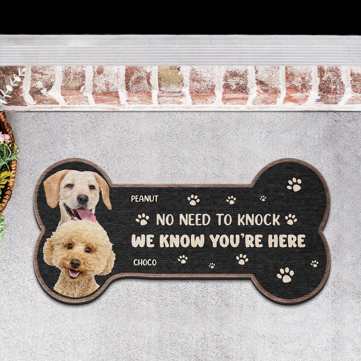 Custom Photo No Need To Knock - Gift For Pet Lovers - Personalized Custom Shaped Doormat
