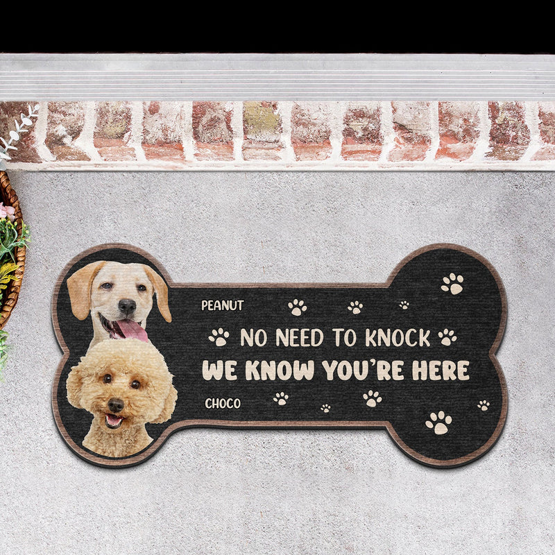 Custom Photo No Need To Knock - Gift For Pet Lovers - Personalized Custom Shaped Doormat