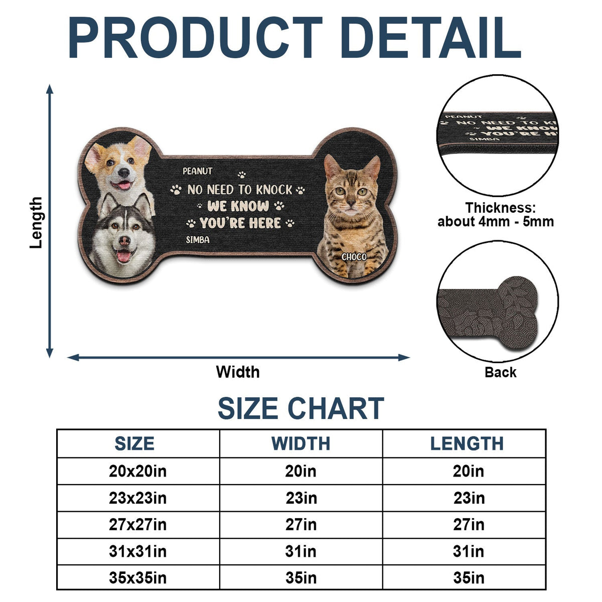 Custom Photo No Need To Knock - Gift For Pet Lovers - Personalized Custom Shaped Doormat