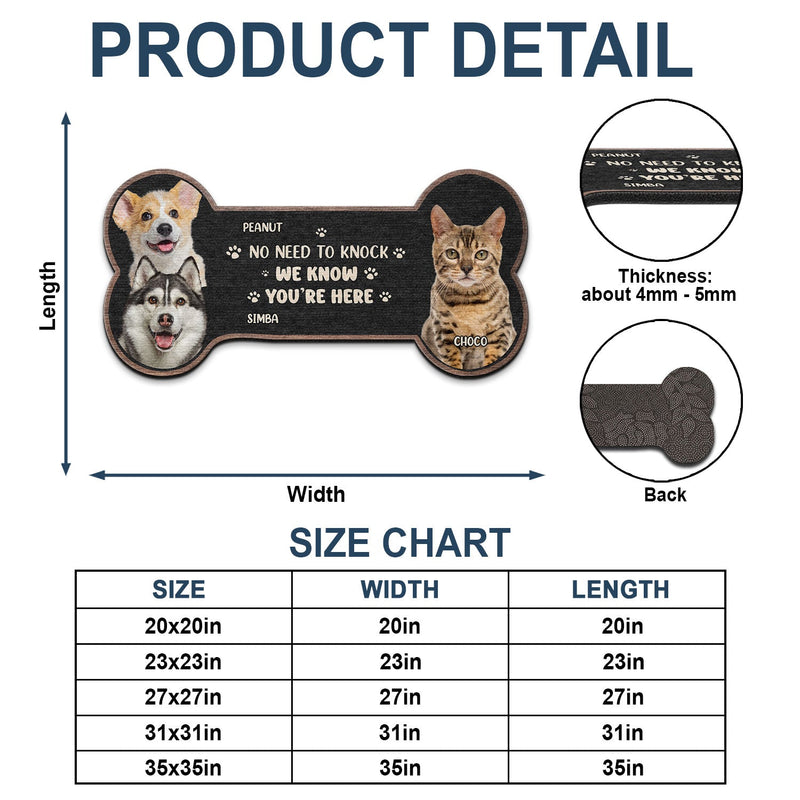 Custom Photo No Need To Knock - Gift For Pet Lovers - Personalized Custom Shaped Doormat