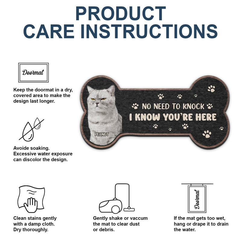 Custom Photo No Need To Knock - Gift For Pet Lovers - Personalized Custom Shaped Doormat