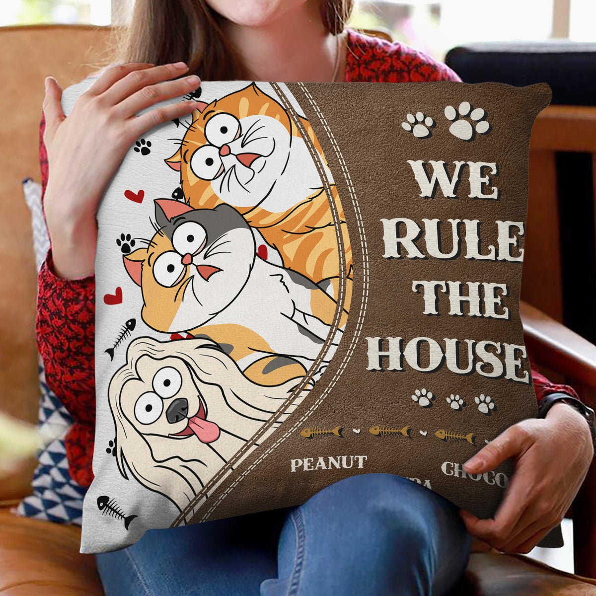 We Rule The House - Home Decor Gift For Pet Lovers, Dog Lovers, Cat Lovers - Personalized Pillow