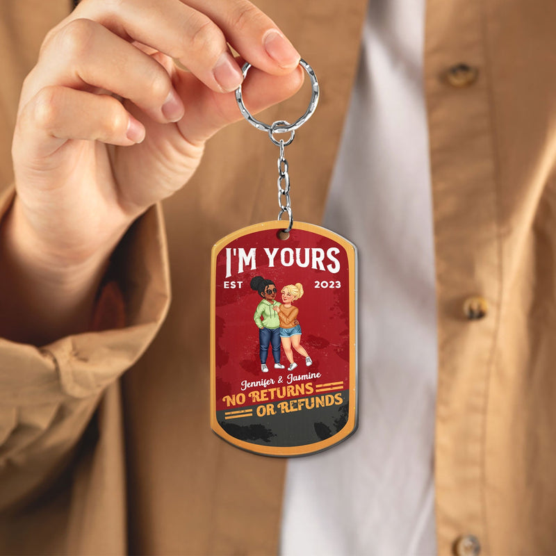 No Returns Or Refunds - Anniversary Gift For Spouse, Lover, Couple, Husband, Wife, Girlfriend, Boyfriend - Personalized Aluminum Keychain