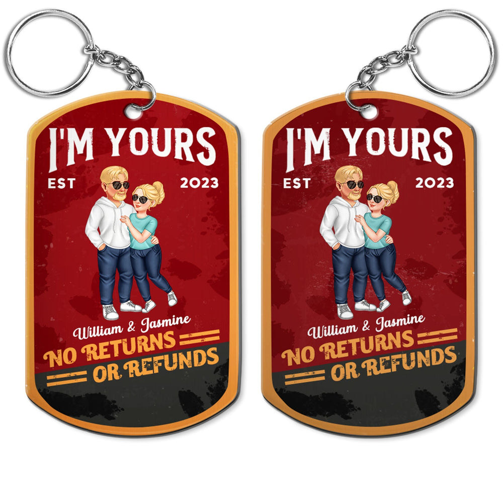 No Returns Or Refunds - Anniversary Gift For Spouse, Lover, Couple, Husband, Wife, Girlfriend, Boyfriend - Personalized Aluminum Keychain