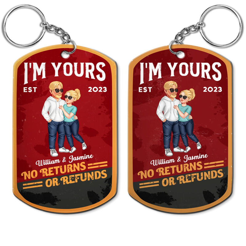 No Returns Or Refunds - Anniversary Gift For Spouse, Lover, Couple, Husband, Wife, Girlfriend, Boyfriend - Personalized Aluminum Keychain