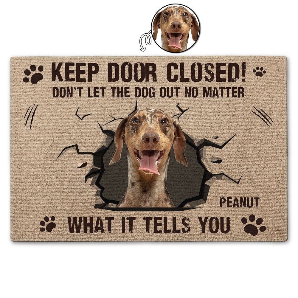 Custom Photo Dog Cat Keep Door Closed - Gift For Pet Lovers, Pet Owners - Personalized Doormat