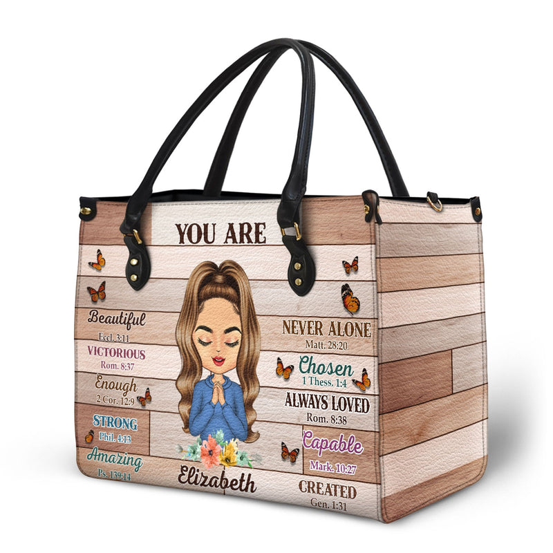 Photo personnalisée « Tu es belle et forte » – Cadeau pour vous-même, cadeau pour femme – Sac en cuir personnalisé