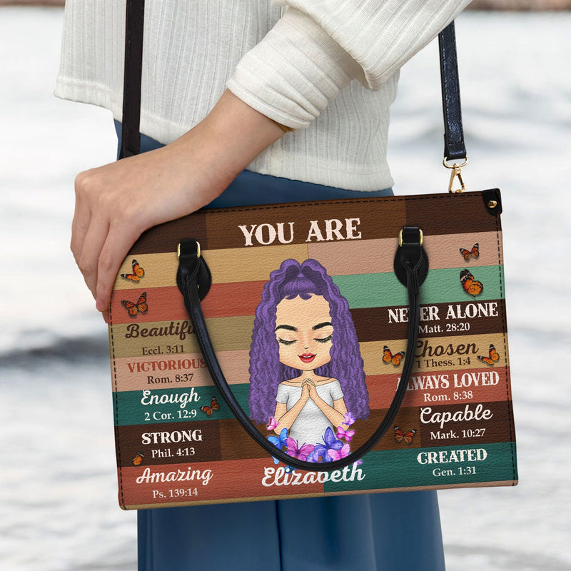 Photo personnalisée « Tu es belle et forte » – Cadeau pour vous-même, cadeau pour femme – Sac en cuir personnalisé