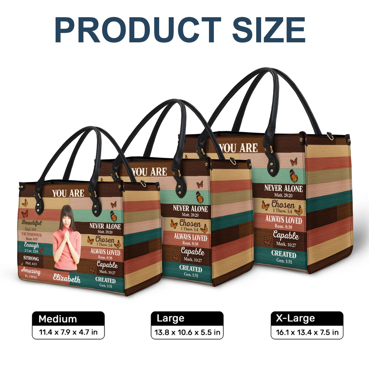 Photo personnalisée « Tu es belle et forte » – Cadeau pour vous-même, cadeau pour femme – Sac en cuir personnalisé