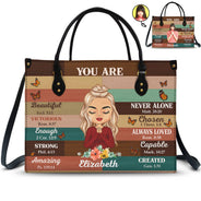 Photo personnalisée « Tu es belle et forte » – Cadeau pour vous-même, cadeau pour femme – Sac en cuir personnalisé