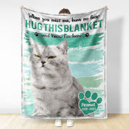 Custom Photo Dog Cat Hug This Blanket - Pet Memorial Gift, Sympathy Gift - Personalized Fleece Blanket