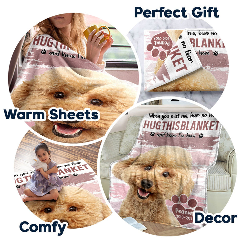 Custom Photo Dog Cat Hug This Blanket - Pet Memorial Gift, Sympathy Gift - Personalized Fleece Blanket