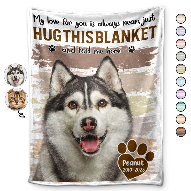 Custom Photo Dog Cat Hug This Blanket - Pet Memorial Gift, Sympathy Gift - Personalized Fleece Blanket