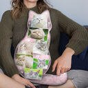 Coussin photo personnalisé en forme de chat - Cadeau pour les amoureux des chats, mamans et papas chats - Coussin personnalisé en forme de chat
