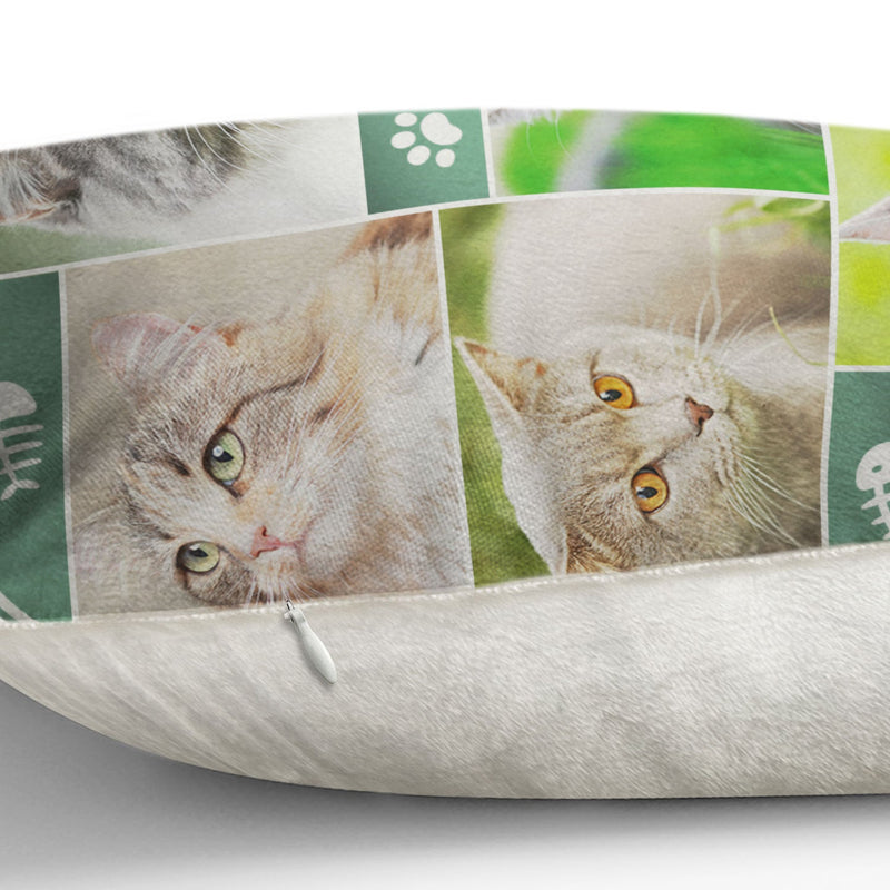 Coussin photo personnalisé en forme de chat - Cadeau pour les amoureux des chats, mamans et papas chats - Coussin personnalisé en forme de chat